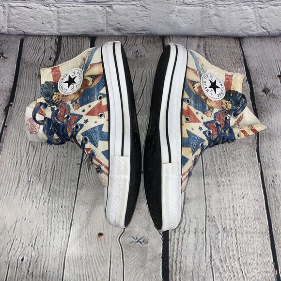Converse Chuck Taylor Hi WONDER WOMAN Print DC Comics All Star Men 6 Wm 8 - EUC main image 6